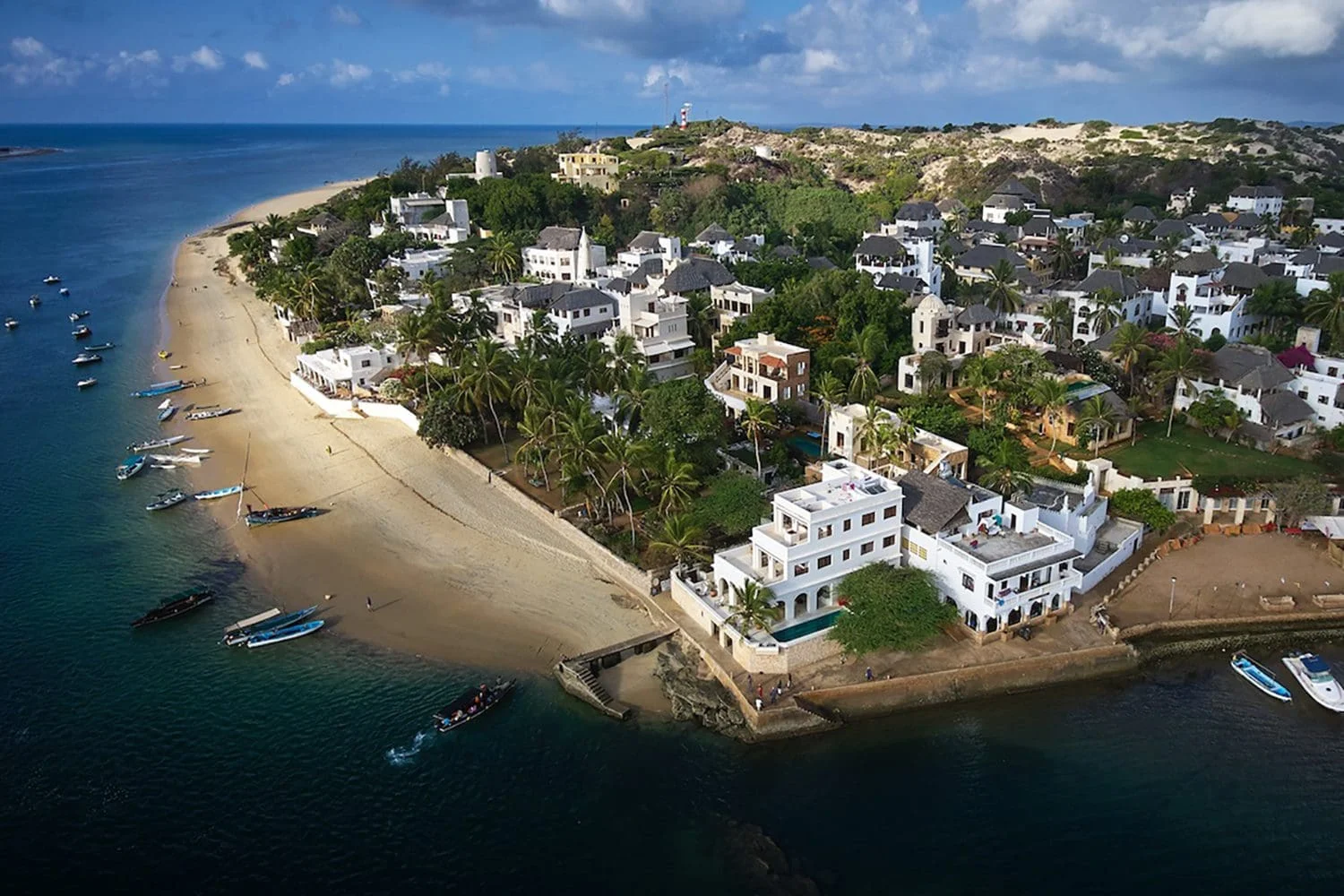 Aerial view of Shela village, Lamu